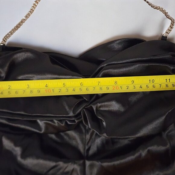 Windsor Black Satin Mermaid Gown Size 5/6 – Strapless Ruched Prom Formal Dress - Picture 9 of 13